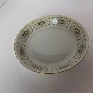 Happy Home China Elegance Coupe Soup Bowl White Flowers W/ Scrolls Discontinued